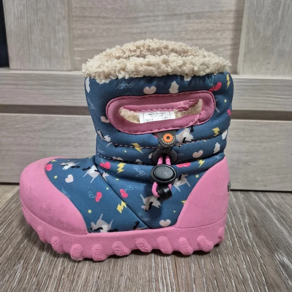 BOGS Kids Waterproof Insulated Boots Pink Unicorn Clouds Size Toddler 5